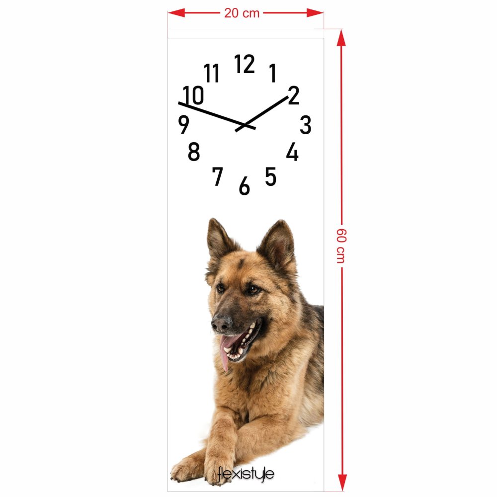 Ceas de perete pentru copii 20 x 60 cm cu ciobănesc german