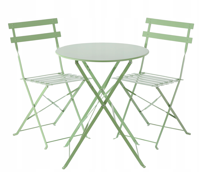 Set balcon pliabil compact - masă + două scaune Verde