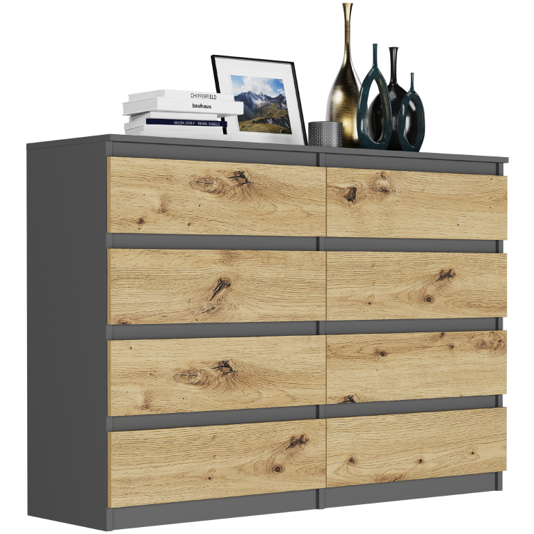 Comodă modernă cu 8 sertare R-140-S8 - diferite variante de culoare antracit mix artisan
