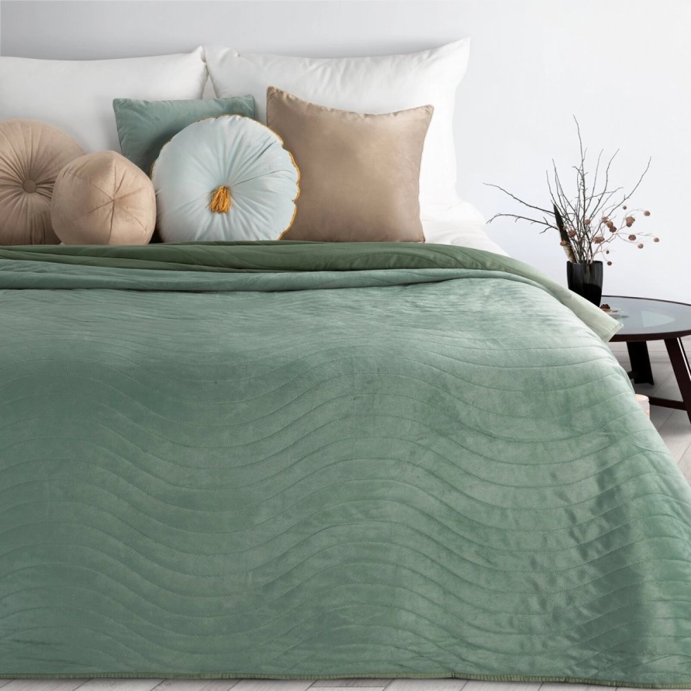 ZelenývelúrovýprehoznaposteľsvlnitýmprešívanímŠírka:200cm|Dĺžka:220cm70804_126903