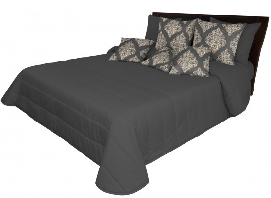 Tmavě šedý přehoz na postel s prošívaním Šířka: 240 cm | Délka: 240 cm