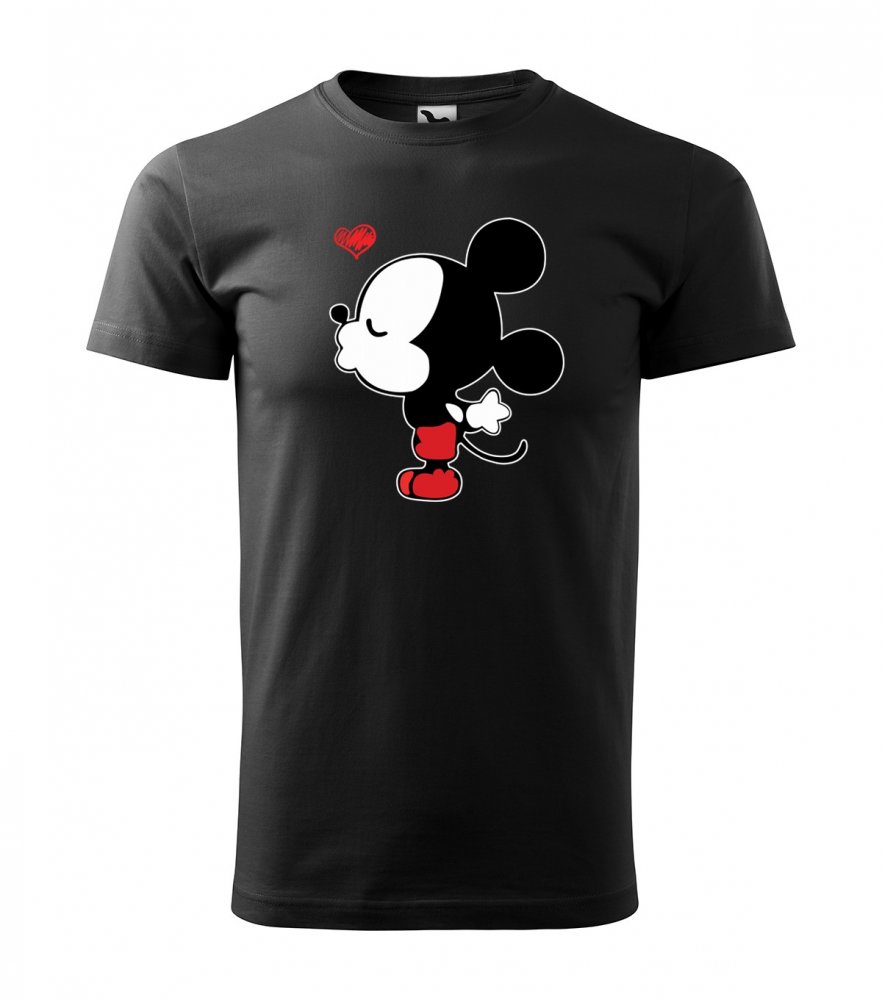 Černé pánské valentýnské tričko s potiskem Mickeyho XXL