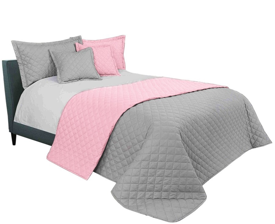 Kiváló minőségű ágytakaró franciaágyra szürke-rózsaszín 200 x 220 cm