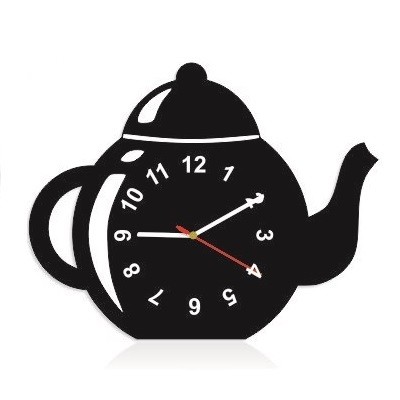 Dekorační kuchyňské hodiny ve tvaru čajník Bílá