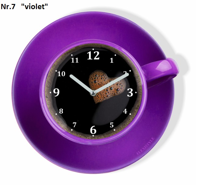 Kuchyňské hodiny ve tvaru šálku kávy Nachová