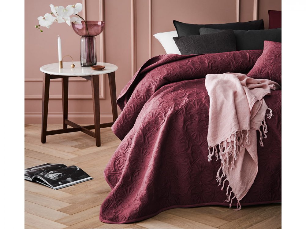 Luxus bordó ágytakaró 240 x 260 cm