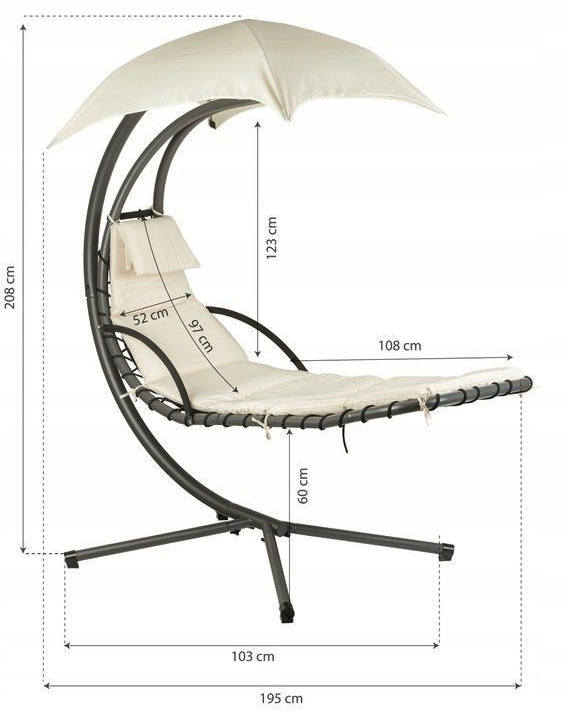 Scaun modern suspendat pe cadru cu baldachin
