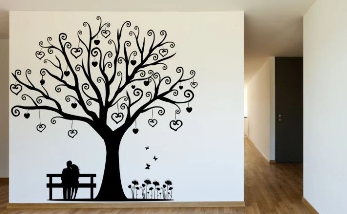 Beltéri falmatrica egy szerelmespár motívumával a szerelem fája alatt 200 x 200 cm