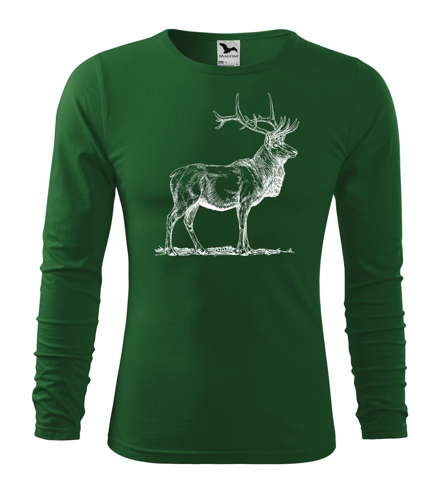 Férfi vadász póló nyomtatással S Zöld
