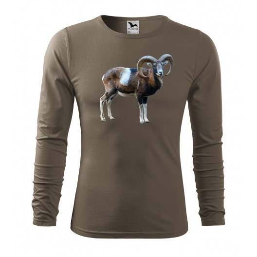 Bavlněné pánské tričko s dlouhým rukávem a potiskem muflona Army M