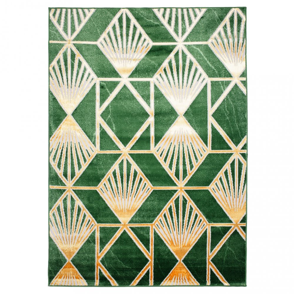 Trendy covor verde cu modele geometrice de aur Lăţime: 140 cm | Lungime: 200 cm