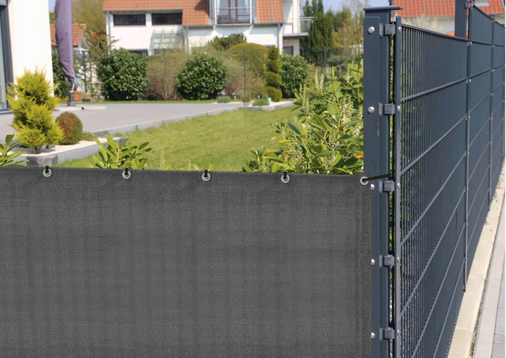 Paravan de balcon în gri 0,8 x 5 m