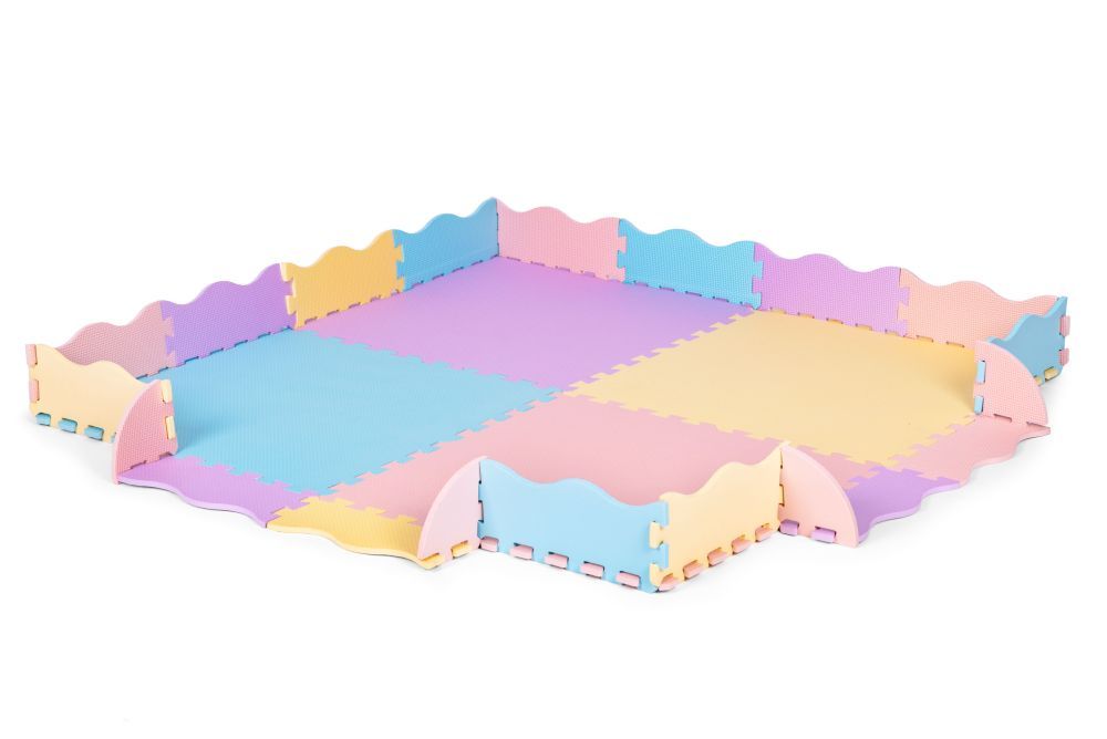 Covoraș din spumă pentru copii în culori pastelate 141 x 141 cm