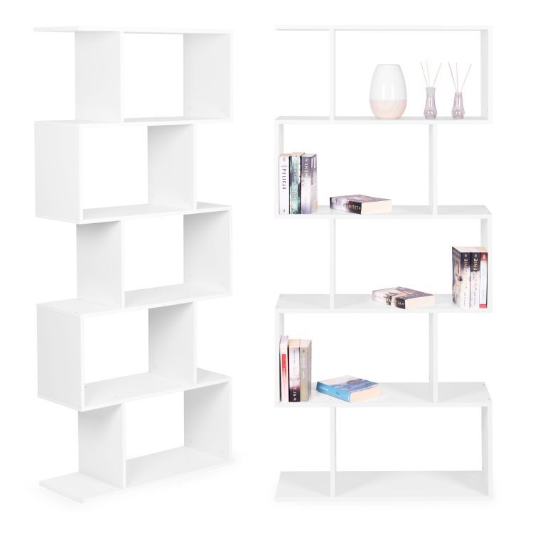 Raft alb modern cu 5 rafturi