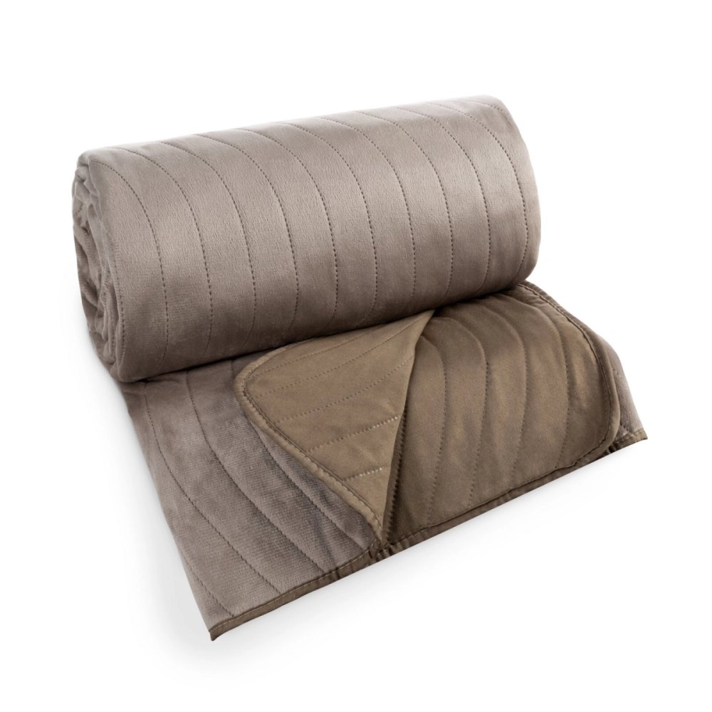 Cuvertură de pat din catifea bej cu matlasare ondulată Lățime: 170 cm | Lungime: 210 cm