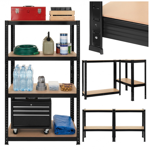 DomTextilu Čiernyregálso4policami150x75x30cm 70820