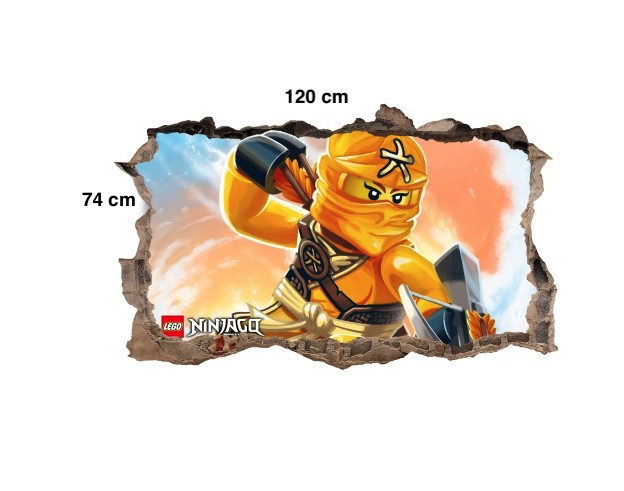 Autocolant de perete unic, asemănător unui poster, pentru camera copiilor cu personajul Ninja Go 47 x 77 cm