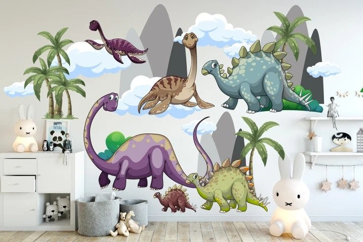 Nálepka na zeď pro děti ztracený svět dinosaurů 50 x 100 cm