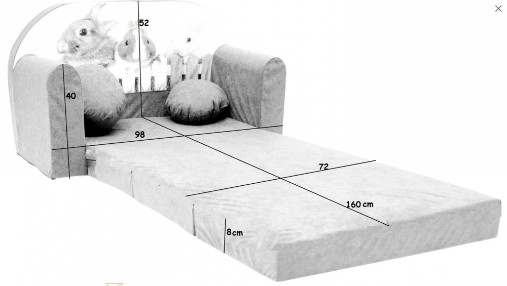 Detská rozkladacia pohovka s krokodílmi 98 x 170 cm