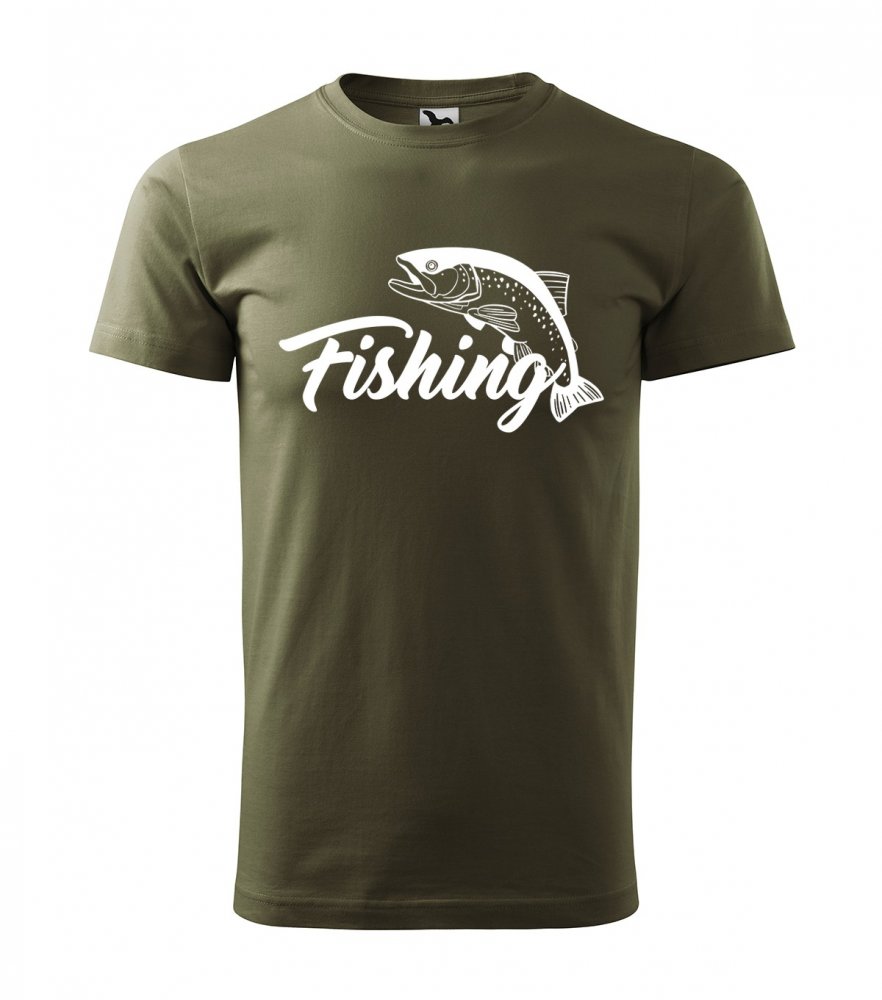 Rybárske tričko v zelenej farbe s motívom kapra Military XS