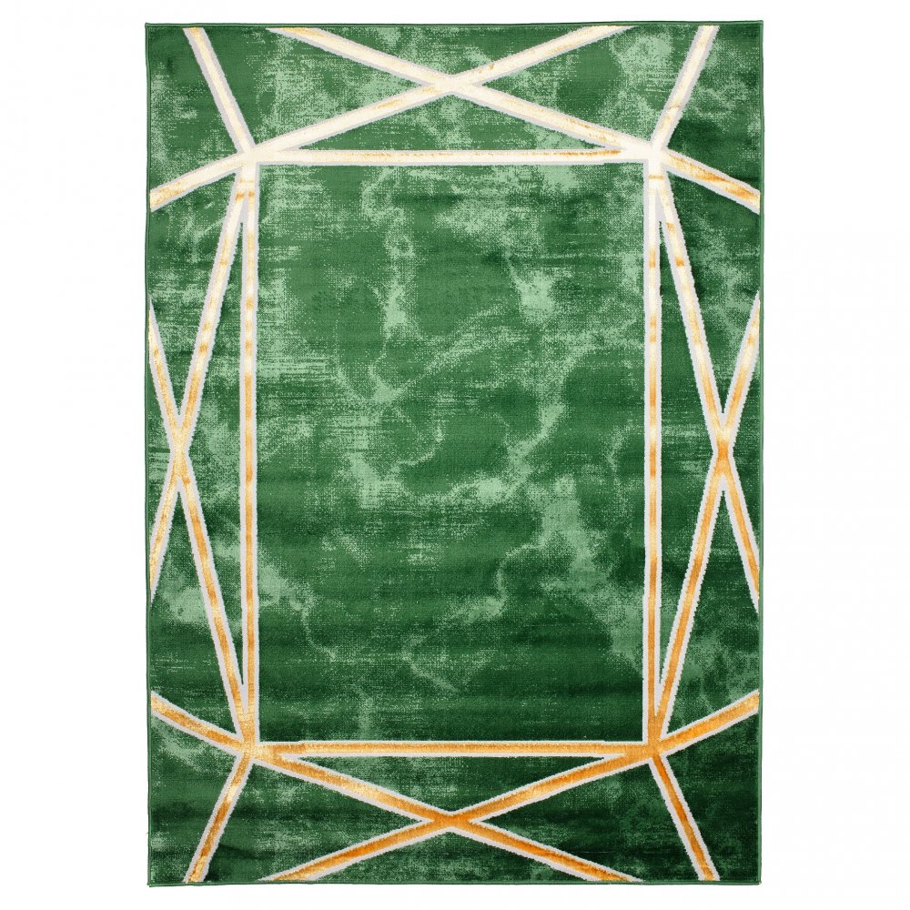 Covor modern verde cu model auriu Lăţime: 140 cm | Lungime: 200 cm