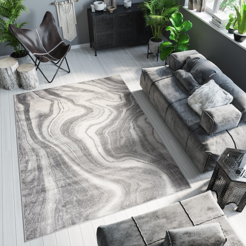 Světle šedý designový koberec s abstraktním vzorem Šířka: 60 cm | Délka: 100 cm