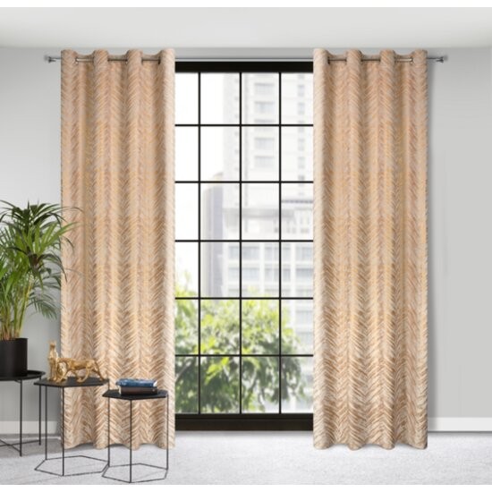 KrémovýzávessmetalickoupotlačounakruhySara140x250cm