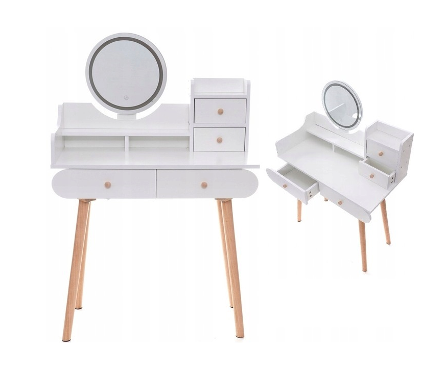 Măsuță de toaletă elegantă cu lumină LED în design scandinav