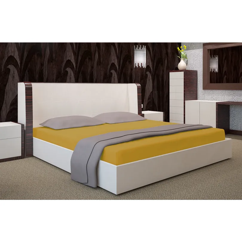 Cearșaf de bumbac cu elastic JERSEY - galben muștar Šírka: 140 cm | Dĺžka: 200 cm