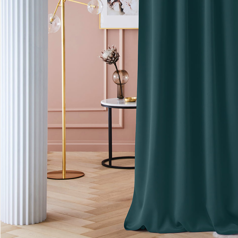 Draperie verde petrol, cu cercuri 140 x 250 cm