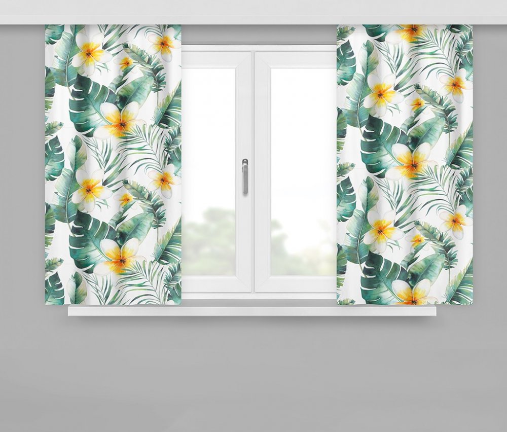 Hotové závésy na okna s květy Šířka: 160 cm | Délka: 170 cm