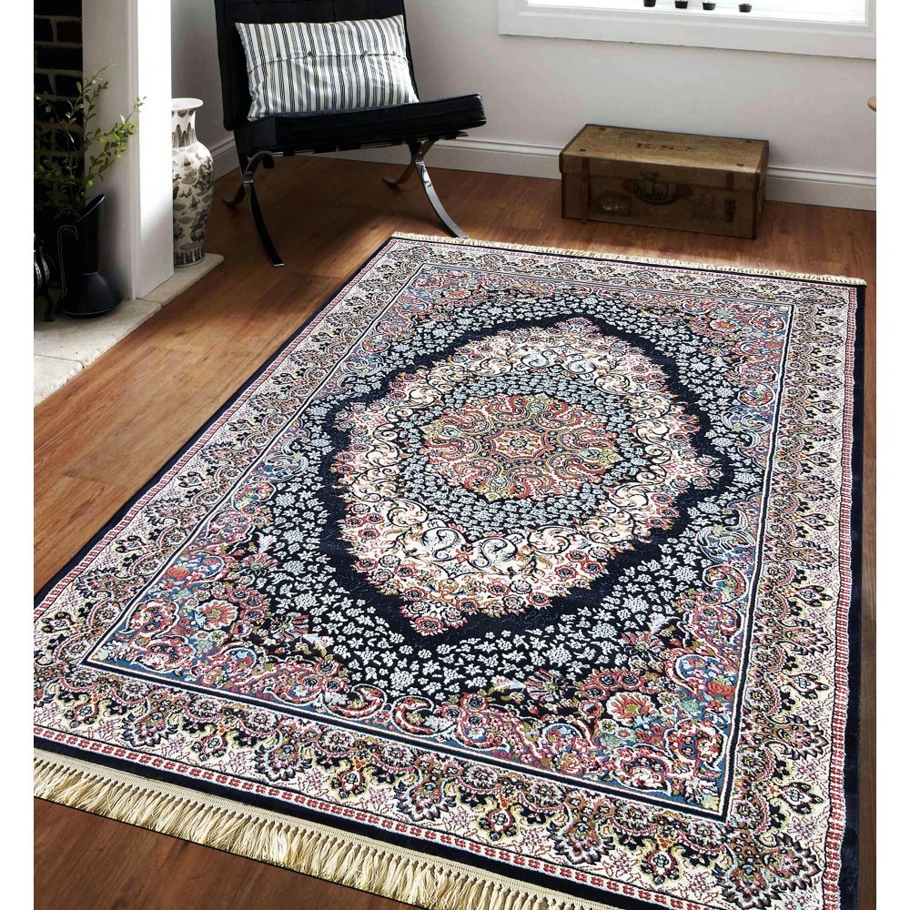 Vintage koberec s luxusním modro-červeným vzorem Šířka: 150 cm | Délka: 230 cm