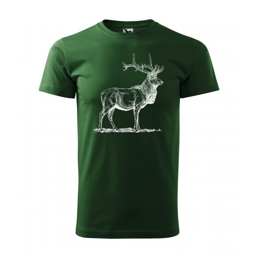 Pánské lovecké bavlněné tričko s krátkým rukávem s potiskem Zelená L