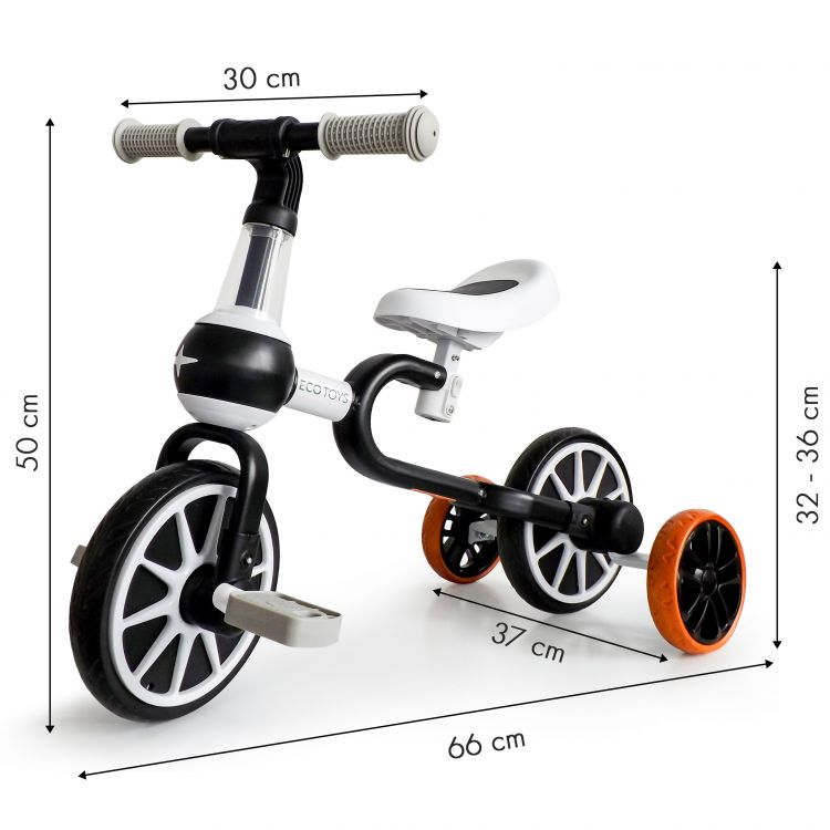 Bicicletă pentru copii în negru Ecotoys 4in1