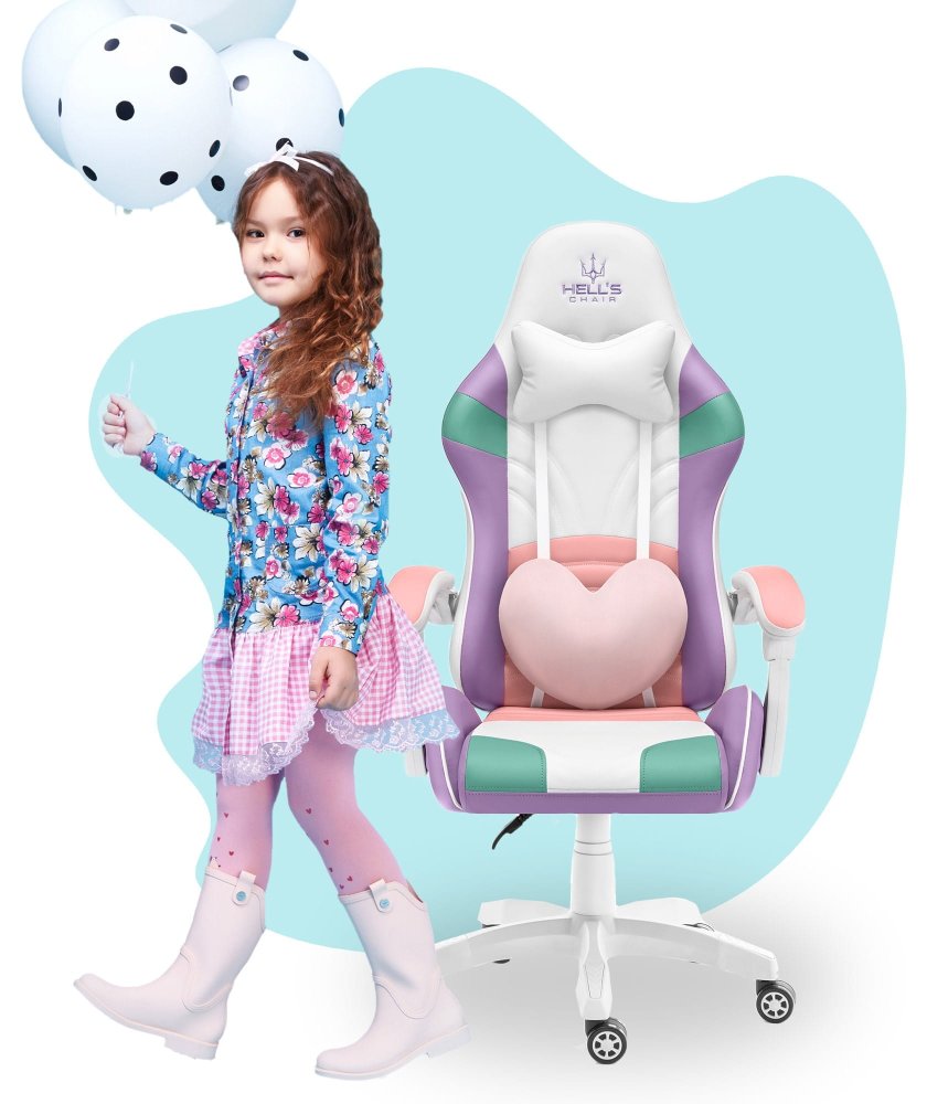 Scaun gaming pentru copii Rainbow culoare pastel
