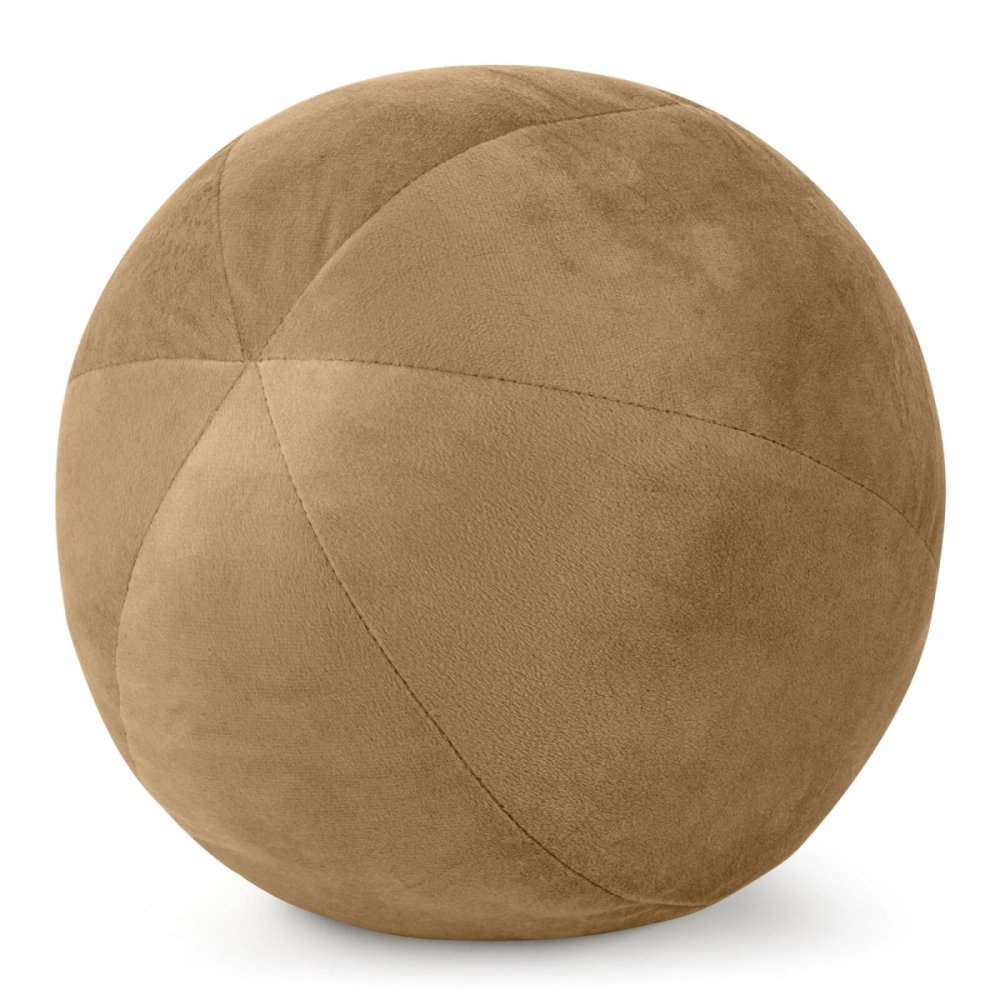 Pernă decorativă luxoasă din catifea moale în formă de minge maro caramel