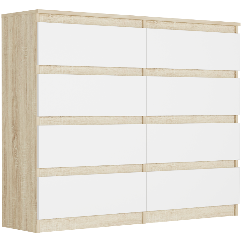 Comoda cu 8 sertare R-120-S8 - diferite variante de culoare sonoma mix biela