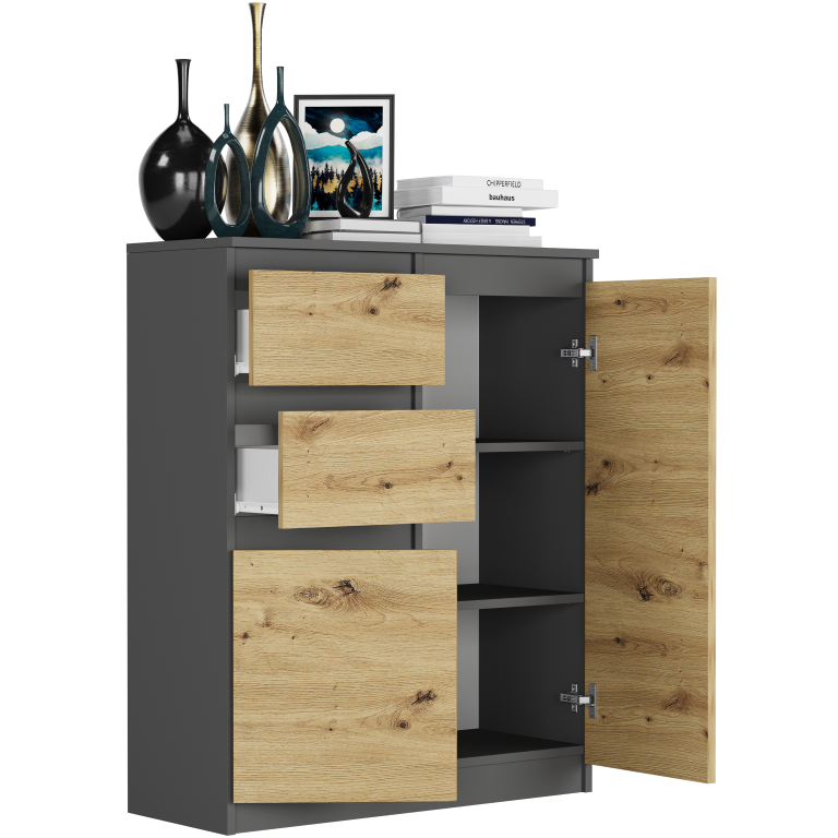 Comodă modernă fără mânere S-2 - diverse opțiuni de culoare antracit mix artisan