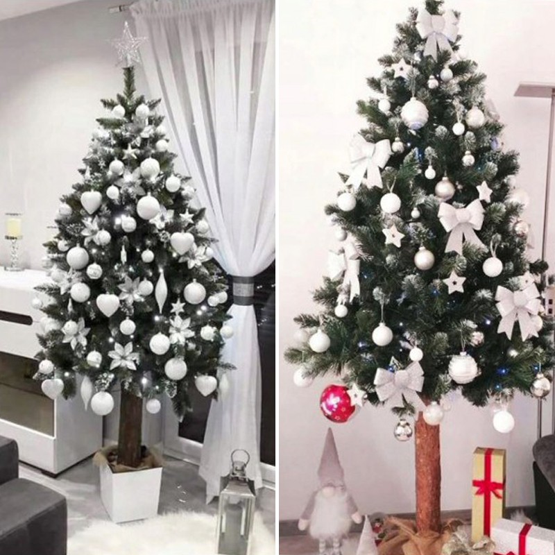 Pom de Crăciun artificial de lux, acoperit ușor cu zăpadă, pin cu conuri pe un trunchi de 190 cm