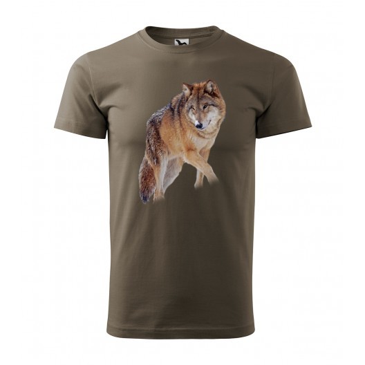 Bavlněné lovecké pánské tričko s kvalitním potiskem vlka Army XXL