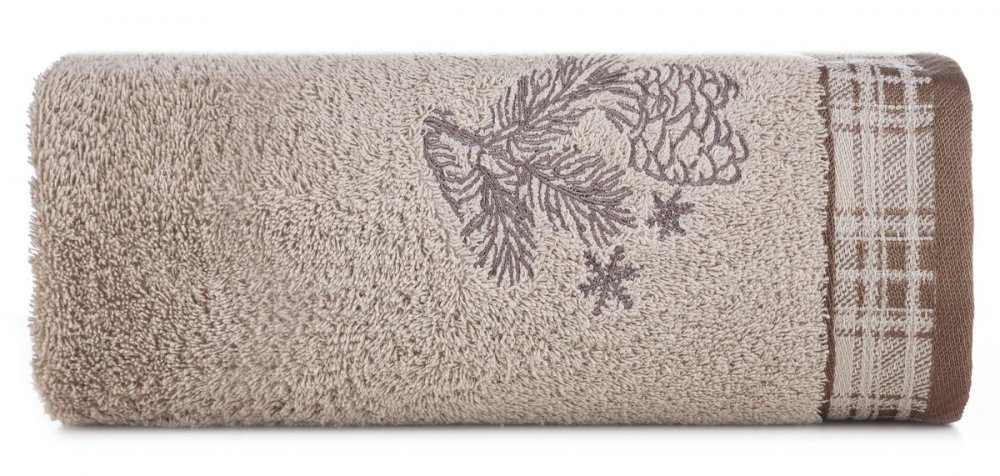 Prosop de bumbac cu model de Crăciun bej Lățime: 70 cm | Lungime: 140 cm