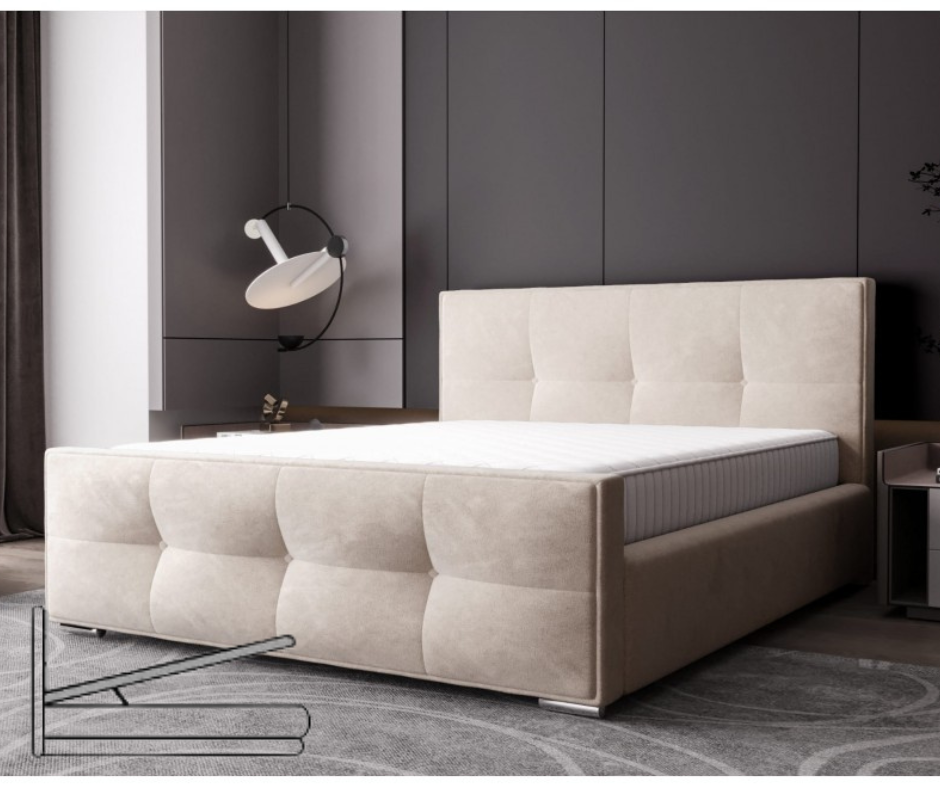 Luxusní čalouněná postel v glamour stylu béžová 180 x 200 cm s úložným prostorem
