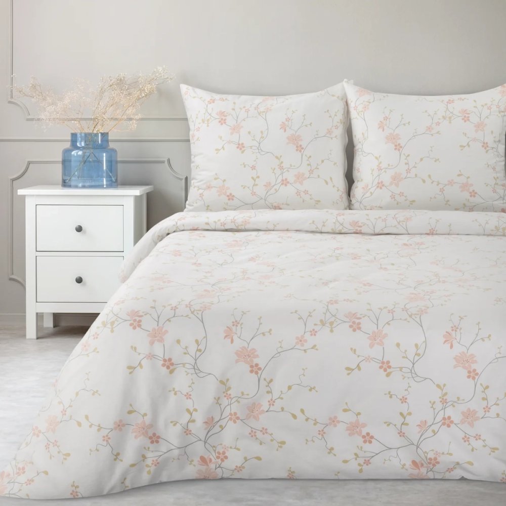 Lenjerie de pat din bumbac moale cu model de ramuri înflorite 2 părți: 1 buc 140x200 + 1 buc 70x80