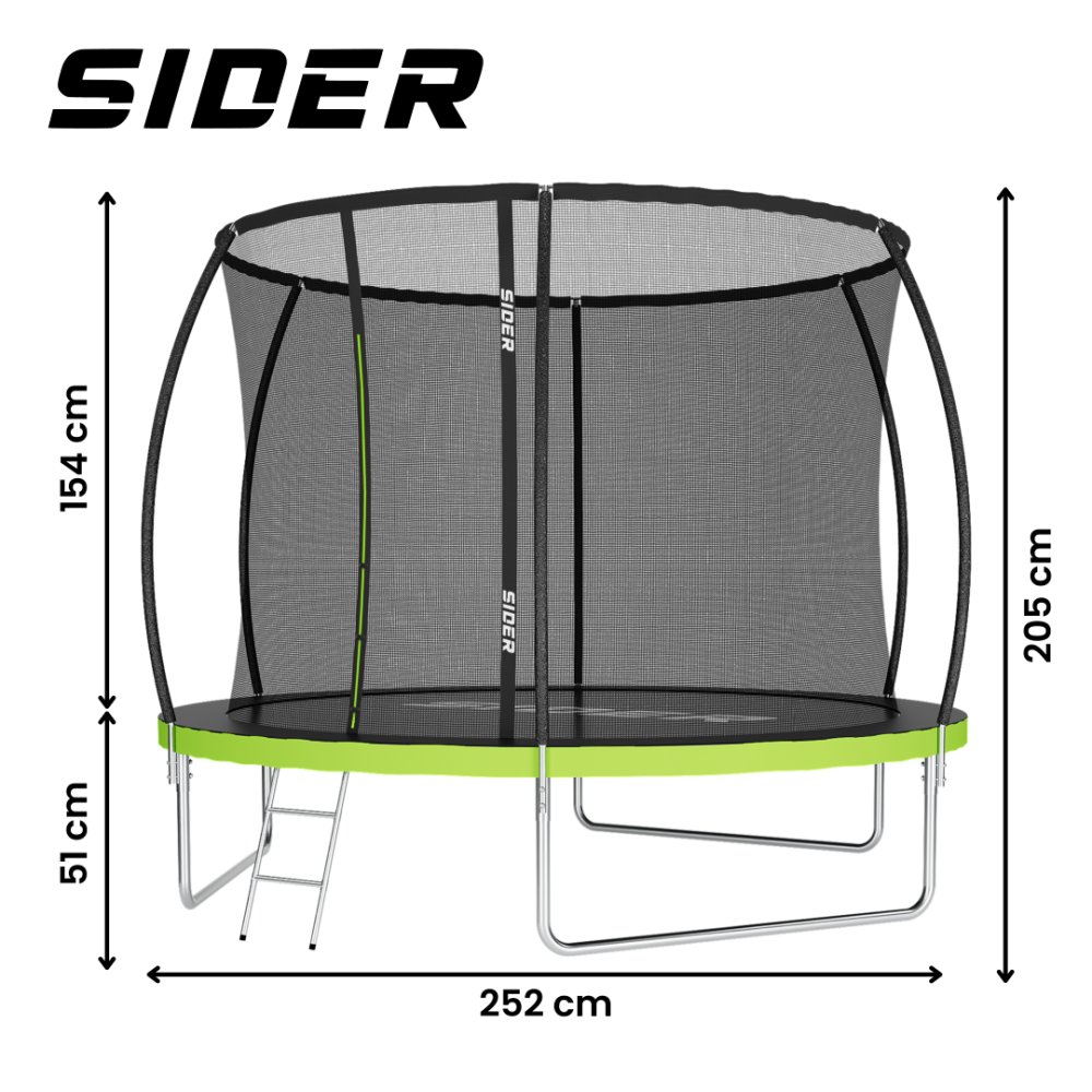 Trambulină de grădină pentru copii cu plasă și scară SIDER 8FT - diametru 252 cm