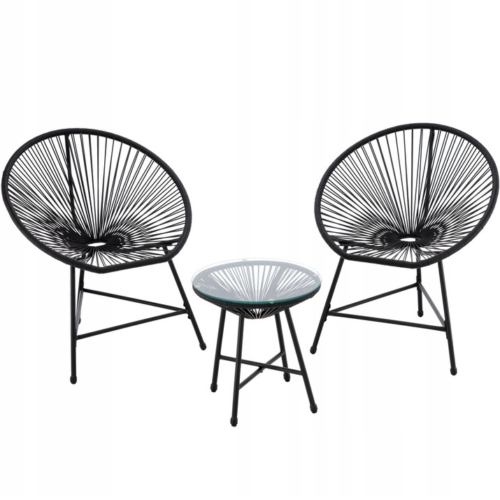 Set de mobilier de grădină realizat din technicoratan negru