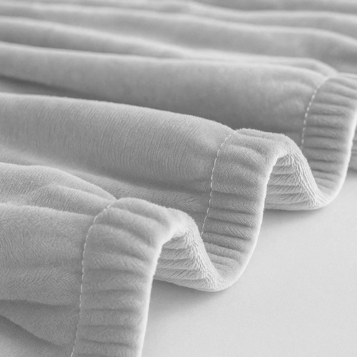Husă elastică din catifea pentru canapea de colț 145-185 cm + față de pernă gri deschis