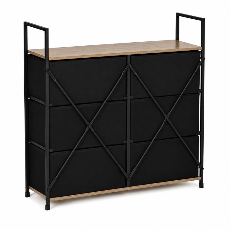 Comodă cu 6 sertare din material textil și cadru metalic 87 x 80 x 24 cm