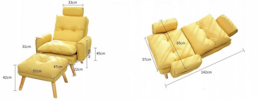 Moderna zelena fotelja s nagibnim mehanizmom i stolčićem + POKLON