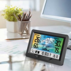 Черна безжична метеорологична станция с LCD дисплей BD-901