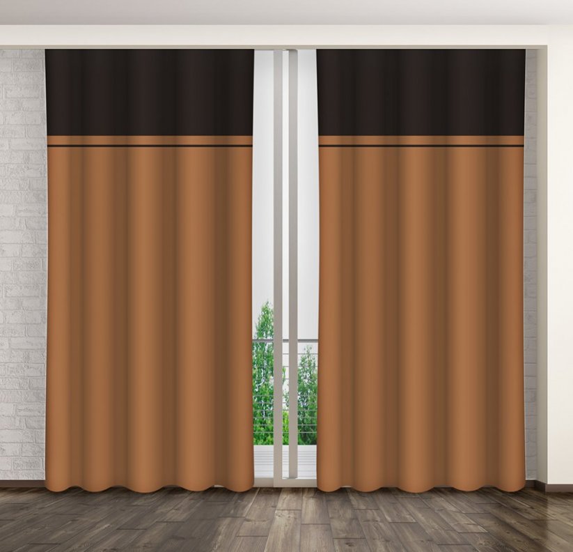 Divatos karamellbarna színű függöny akasztókon - Méret: Hossz: 270 cm